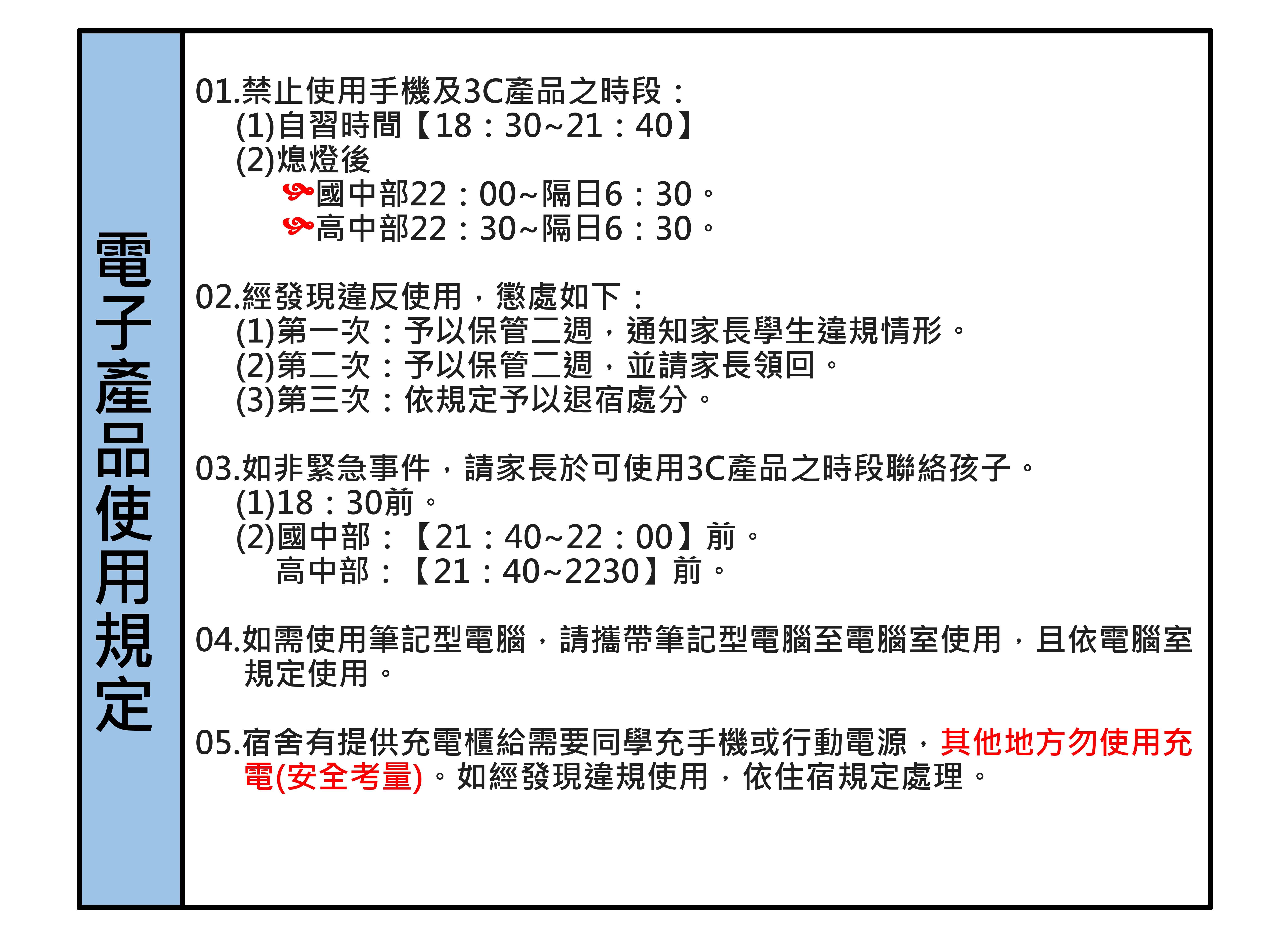 電子產品使用規定