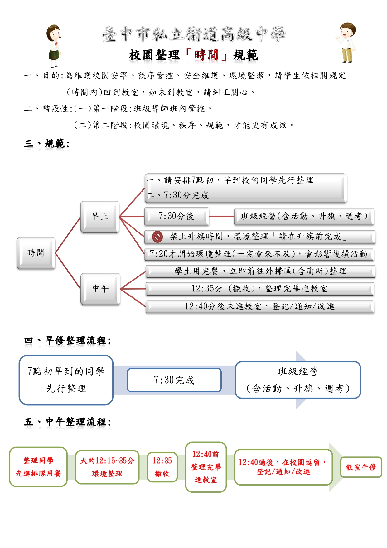 校園整理時間規範