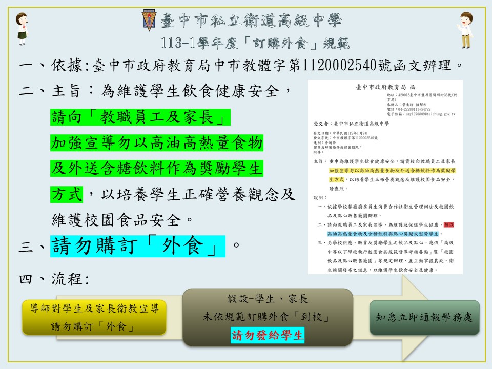 訂購外食規範